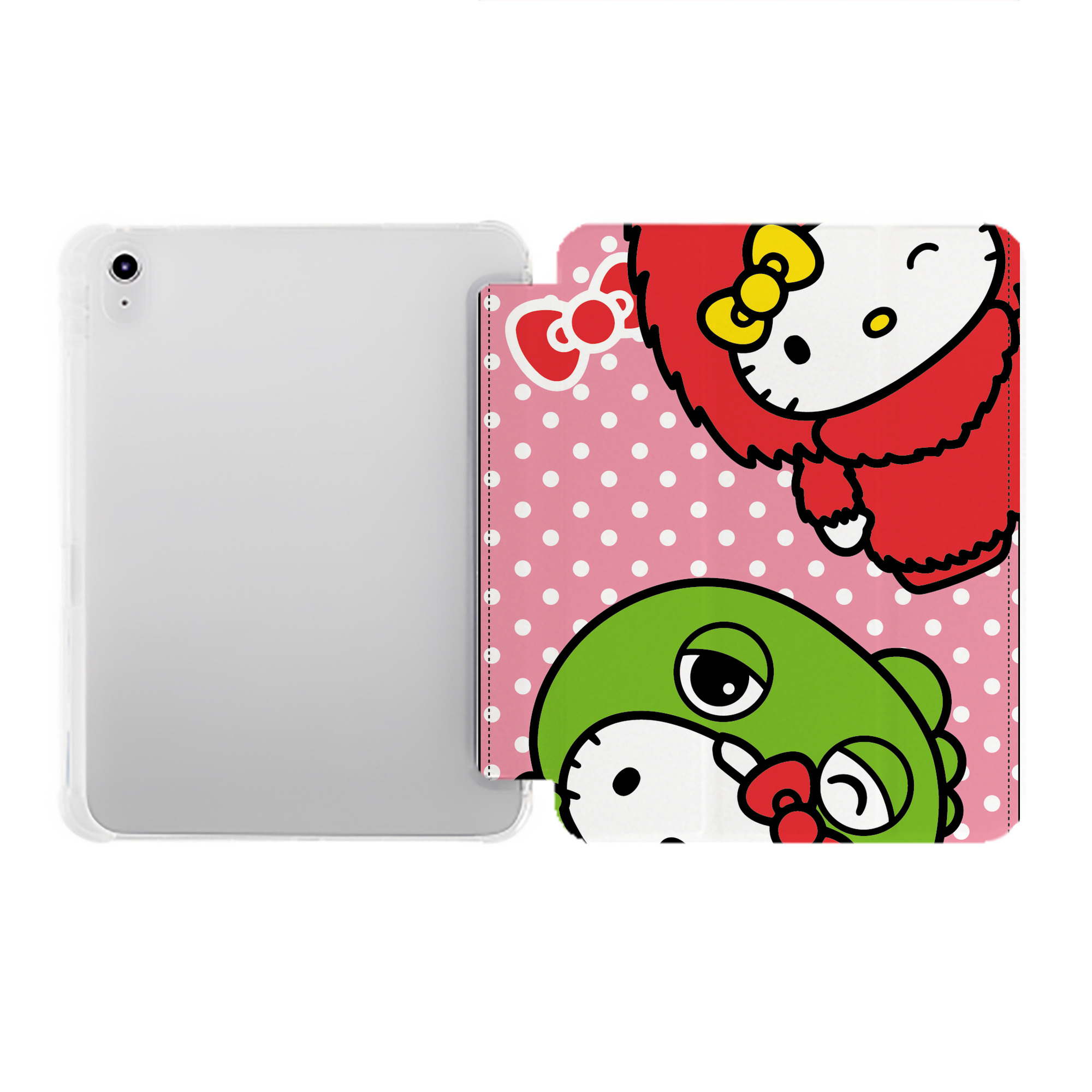（画像用） Hello Kitty ハローキティ IPad ケース ペン収納付き 三つ折りスタンド PUレザー×シリコン 対応機種9.5/10.5/10.9インチ